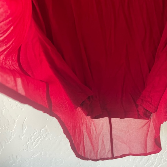 Zara Chiffon red blouse with attached under shell large flowy - Picture 7 of 7